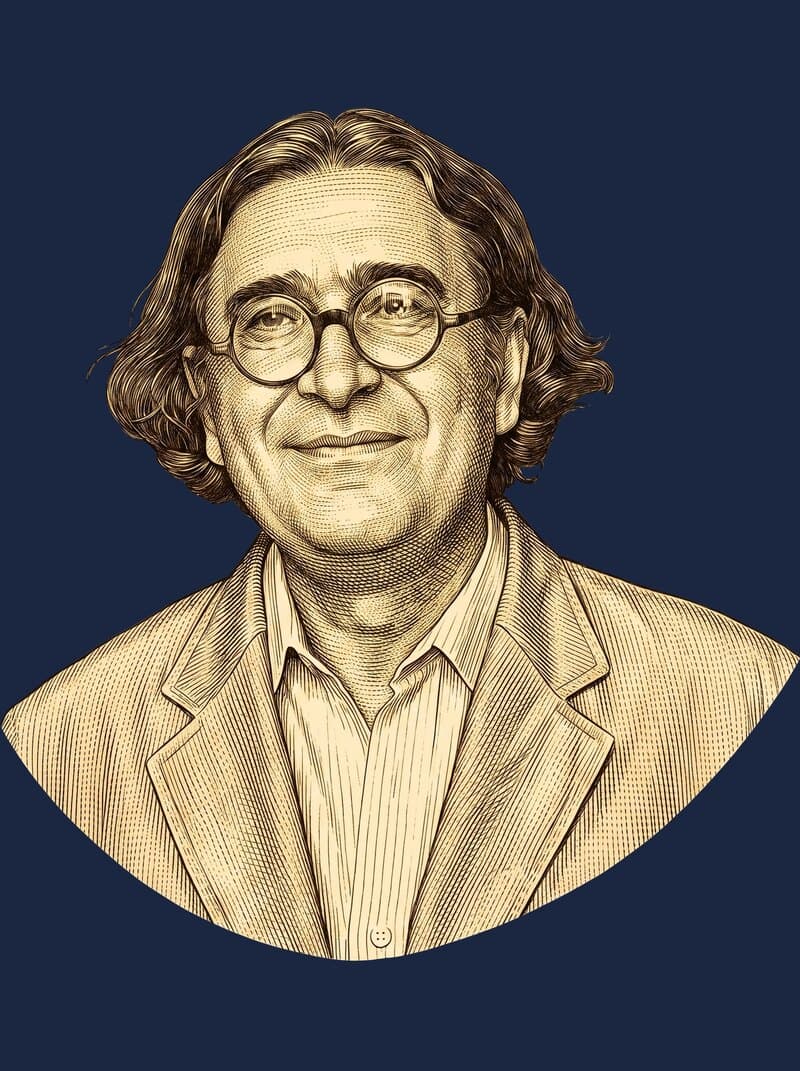 Manuel J. Gandra, gravura a ouro sobre azul-nocturno.