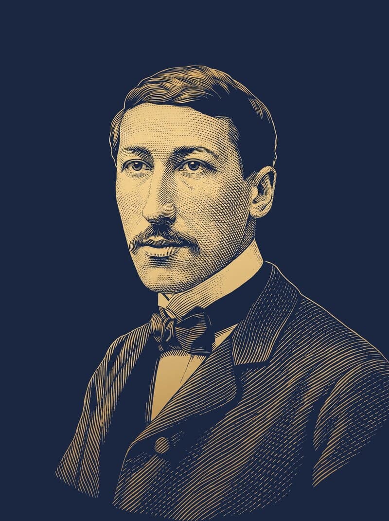 René Guénon, gravura a ouro sobre azul-nocturno.