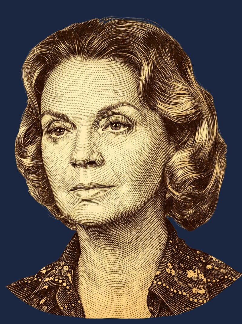 Sophia de Mello Breyner, gravura a ouro sobre azul-nocturno.